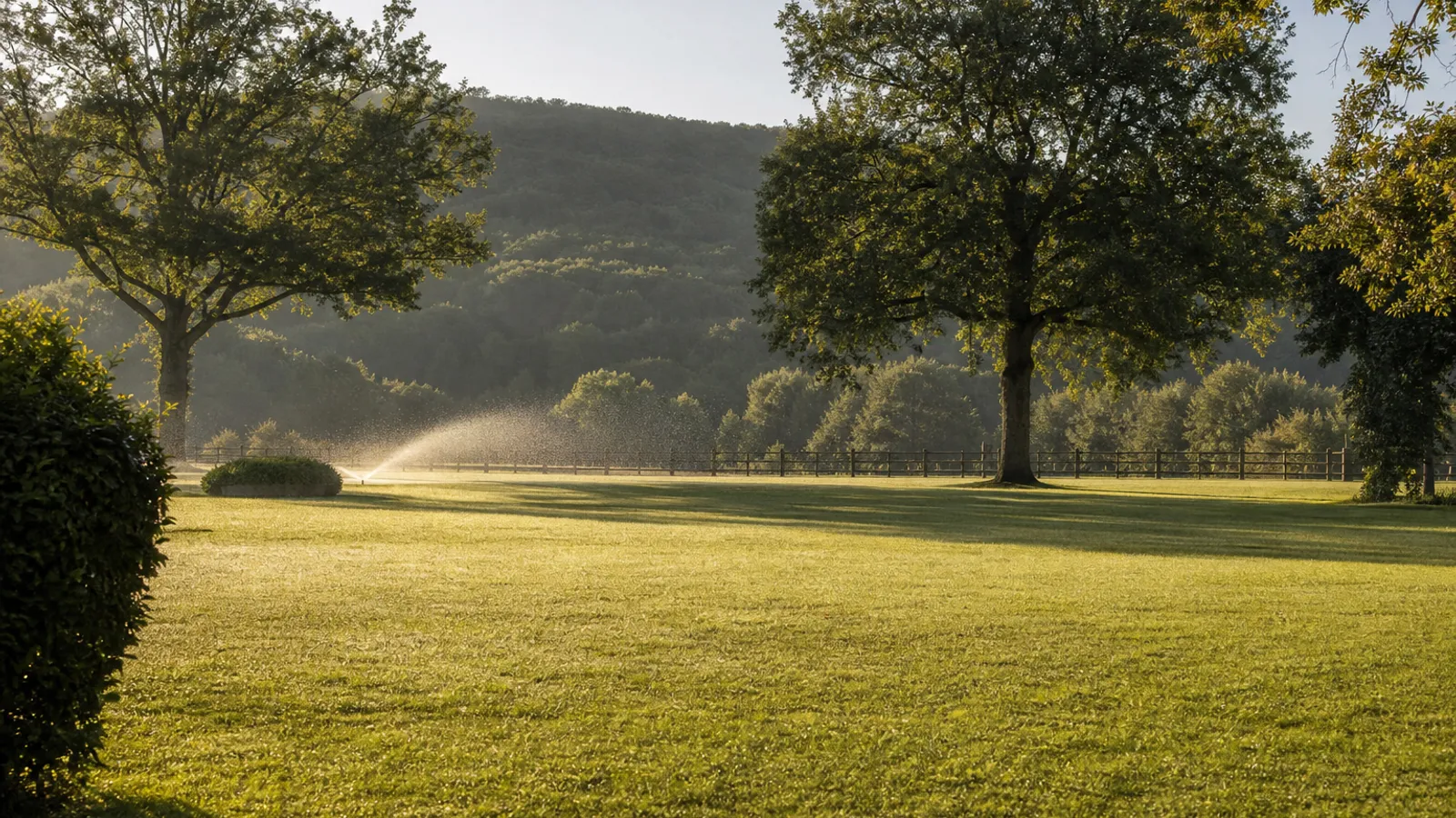 Vaste pelouse de propriété avec arrosage automatique à Bassillac et Auberoche, vallée de l'Auvézère